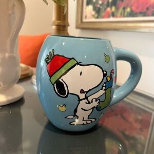 Snoopy Peanuts Light Blue Holiday Christmas Mug with Reindeer and Gifts
